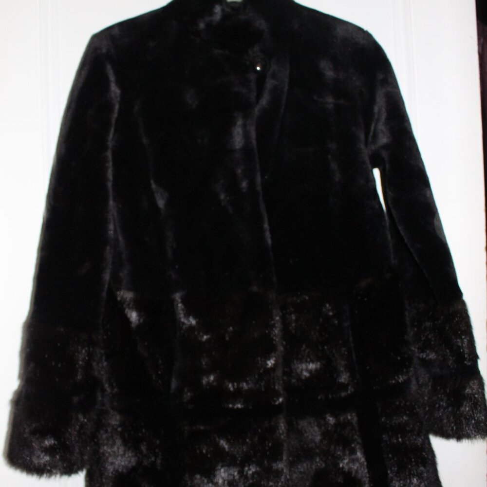 Vintage Faux Fur Coat Bottom Area Squares Different Color by RLZ Sz XXS